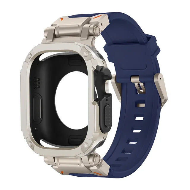 Strap+Case for Apple Watch Band Ultra 2 49mm 44mm 45mm TPU Protector Case Cover Silicone Bracelet for IWatch Series 9 8 7 6 5 4