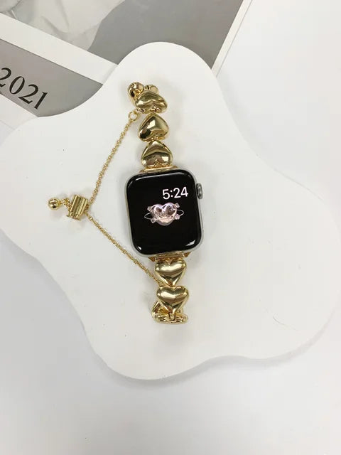 Love Heart Metal Band For Apple Watch 8 7 6 3 4 5 SE Ultra Stainless Steel Strap bracelet For iWatch 41mm 45mm 49mm 40 38 42 44