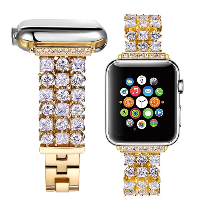 Luxury Diamond Strap for Apple Watch Ultra 2 49mm Women Shiny Jewelry Bracelet for iWatch 9 8 7 45mm 41mm 6 SE 5 4 40/44mm Band