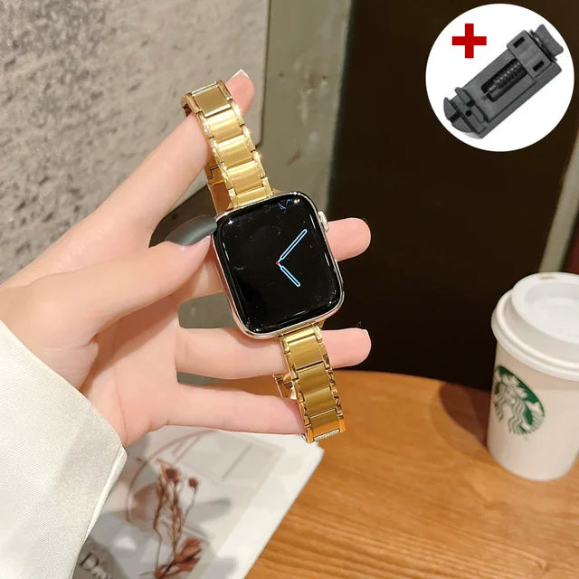 Slim Metal Band for Apple Watch Ultra 2 49mm 9 8 7 41 45mm 6 5 4se 44 42mm 40mm Luxury Stainless Steel Strap for iWatch Bracelet