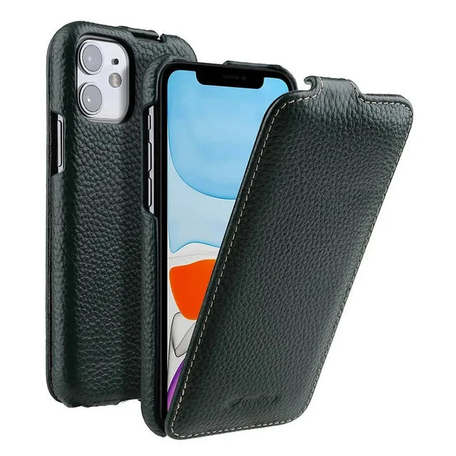 Melkco Genuine Leather Case For iPhone 15 Pro Max iPhone 16 Pro14 13 12 mini Business Luxury Real Cow Flip Phone Bag Cover