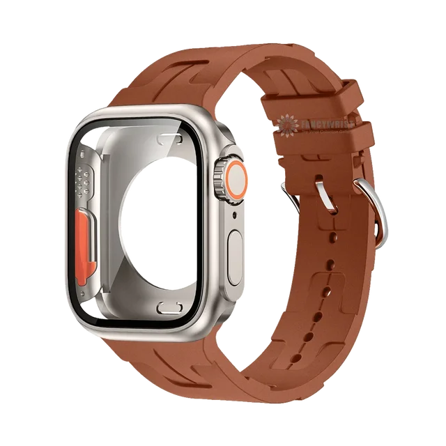 Original Silicone Band &Change To Ultra Case For Apple Watch 9 8 7 6 SE 5 4 Strap For iWatch Series 44mm 45mm 42mm 41mm Bracelet