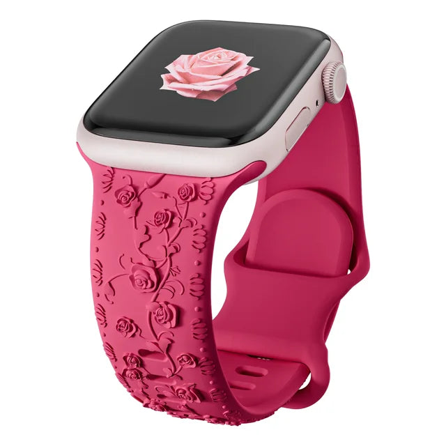 Band for Apple watch straps 44mm 45mm 41mm 49mm 42 46mm Floral Engraved bracelet correa iWatch Series 10 8 7 3 9 ultra 2 SE 40mm