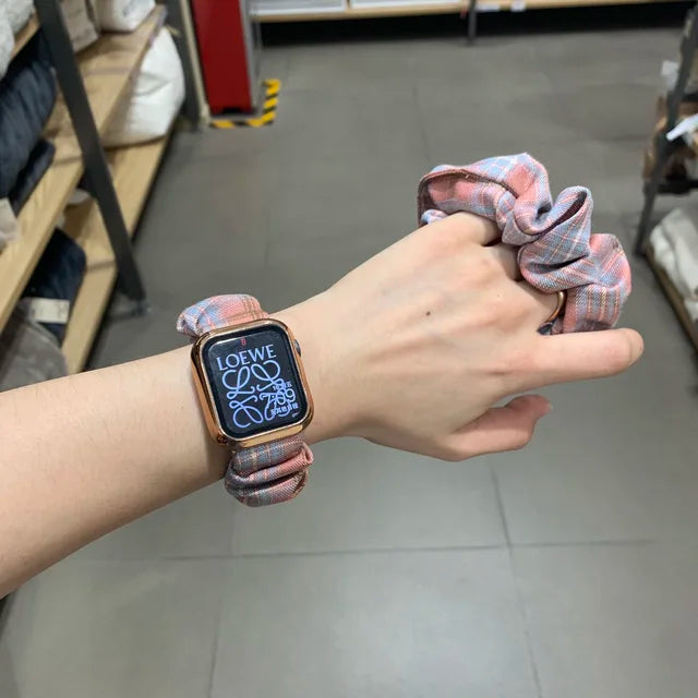 Scrunchie Strap For Apple Watch Band 49mm 45mm 44mm 41mm 40mm 42mm 38mm Elastic Fashion Fabric Loop iwatch Serie 8 7 6 5 4 3 SE