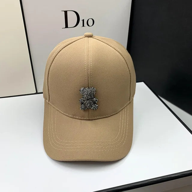 Fashion designer Summer Baseball Cap for Women Korean Wild Bear Rhinestone Caps SunHats Street Kpop Outdoor Visors Hip hop Hat