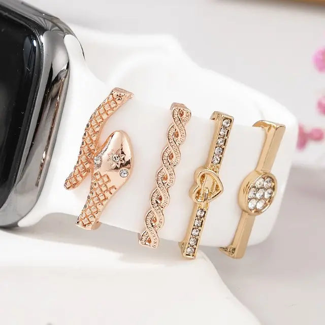 Creative Metal Wristbelt Charms Decorative Ring For Apple Watch Band Diamond Ornament Brooch Silicone Strap Jewelry Accessories