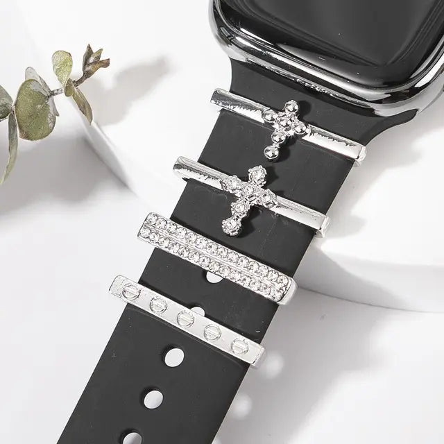 Creative Metal Wristbelt Charms Decorative Ring For Apple Watch Band Diamond Ornament Brooch Silicone Strap Jewelry Accessories