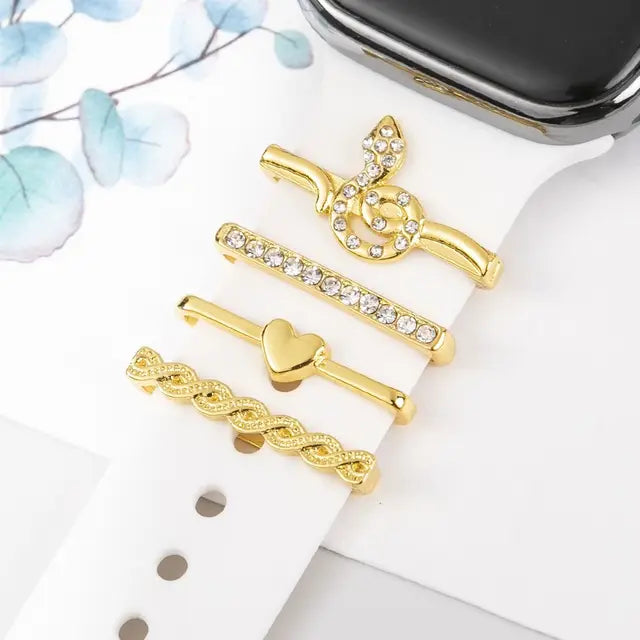 Creative Metal Wristbelt Charms Decorative Ring For Apple Watch Band Diamond Ornament Brooch Silicone Strap Jewelry Accessories