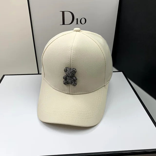 Fashion designer Summer Baseball Cap for Women Korean Wild Bear Rhinestone Caps SunHats Street Kpop Outdoor Visors Hip hop Hat