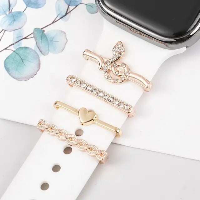 Creative Metal Wristbelt Charms Decorative Ring For Apple Watch Band Diamond Ornament Brooch Silicone Strap Jewelry Accessories