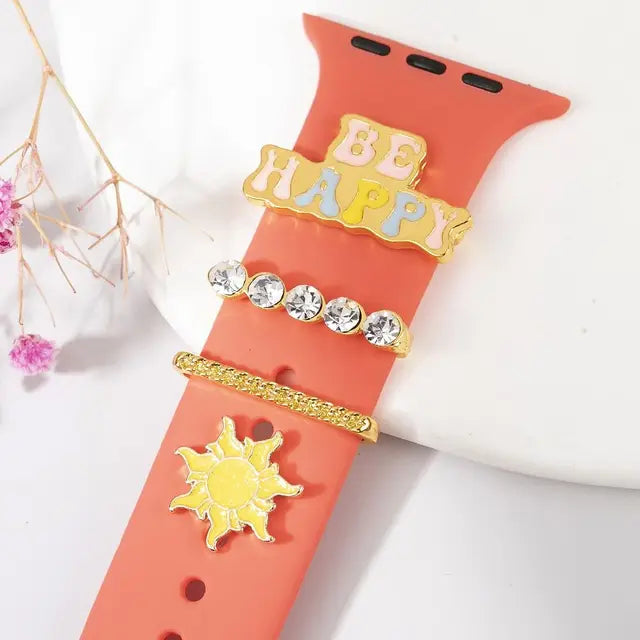 Creative Metal Wristbelt Charms Decorative Ring For Apple Watch Band Diamond Ornament Brooch Silicone Strap Jewelry Accessories