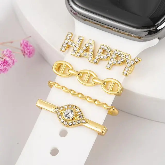 Creative Metal Wristbelt Charms Decorative Ring For Apple Watch Band Diamond Ornament Brooch Silicone Strap Jewelry Accessories