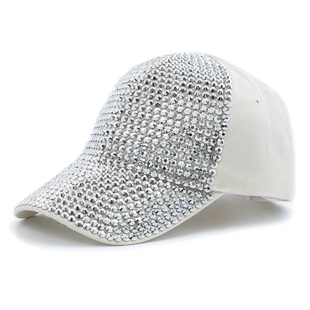 New Women Diamond Inlay Cap Simple Plain Baseball Cap Female Adjustable Casual Outdoor Streetwear Fashion Hat