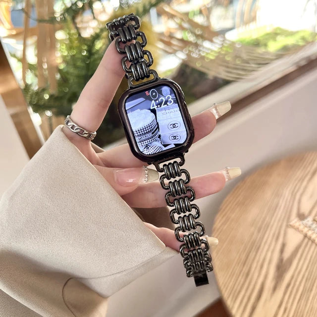 Luxury Metal Band For Apple Watch Ultra 38 40 41 42 45 44 49mm Hollow Zinc Alloy Bracelet Strap For iWatch Series 9 7 8 6 5 4 SE