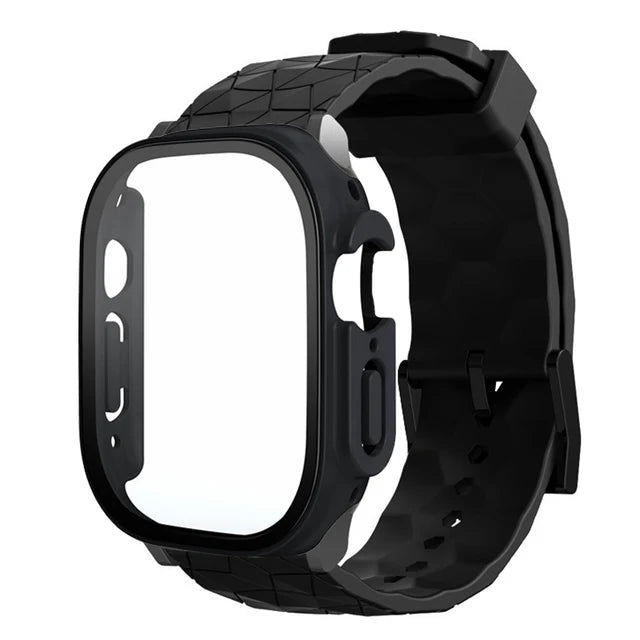 Watch Case+Strap For apple watch Band 44mm 45mm 49mm 41mm 40mm Football Pattern correa Bracelet iwatch 3/4/5/6/SE/7/8/9/ULTRA