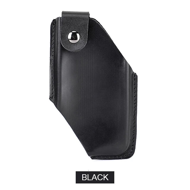 100% Nubuck Leather Men Phone Waist Case Bag for iPhone 16 15 14 13 Magnetic Button Cellphone Belt Clip Holster