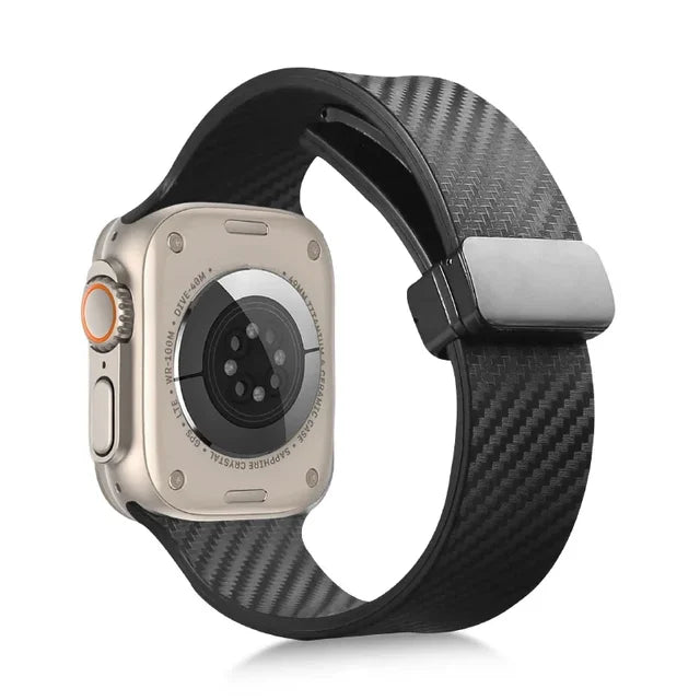 Carbon Fiber Strap for Apple Watch Band 49mm 46 45/41mm 40/44mm Magnetic Silicone Bracelet Iwatch Ultra2 Series 10 9 8 7 6 SE 5