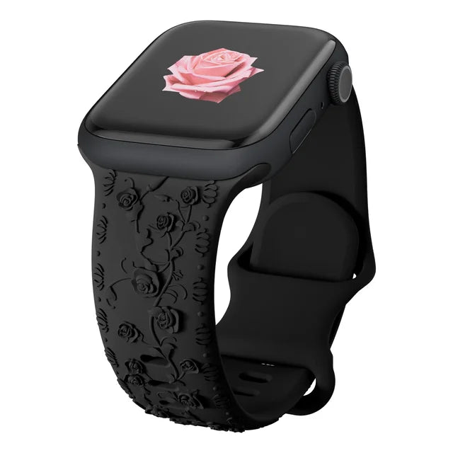 Band for Apple watch straps 44mm 45mm 41mm 49mm 42 46mm Floral Engraved bracelet correa iWatch Series 10 8 7 3 9 ultra 2 SE 40mm