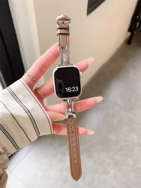 Luxury Diamonds Leather Strap For Apple Watch 49mm Ultra 2 9 7 8 41mm 45 Girl Bracelet For iWatch SE 6 5 4 40mm 44mm Wrist Band