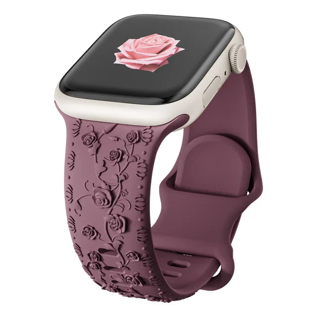 Band for Apple watch straps 44mm 45mm 41mm 49mm 42 46mm Floral Engraved bracelet correa iWatch Series 10 8 7 3 9 ultra 2 SE 40mm