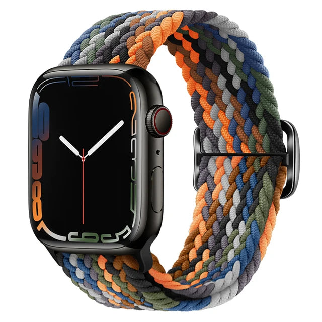 Braided Loop For Apple watch Strap 44mm 40mm 45mm 41mm 42mm 38mm 49mm Elastic Solo bracelet iWatch series 7 se 3 6 Ultra 8 Band