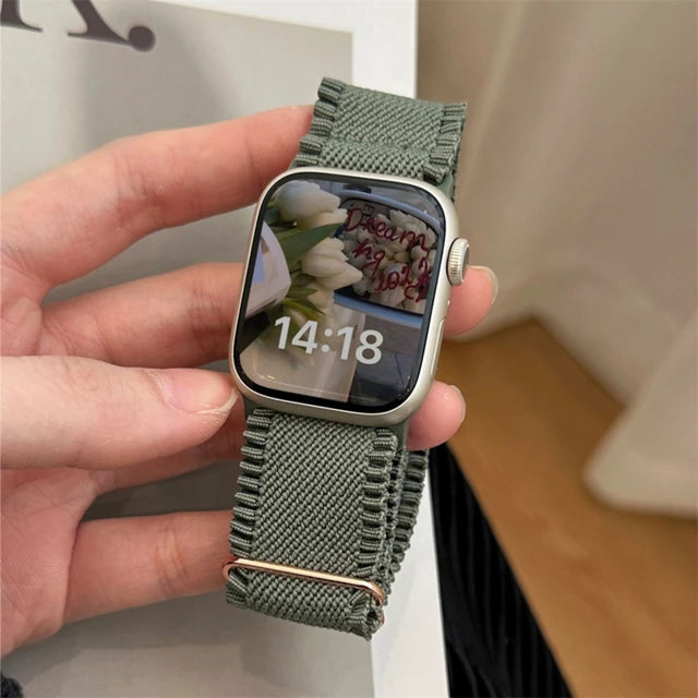Korean Cute Lace Elastic Band For Apple Watch 49 38/40/41mm Band Women Sport Solo Loop Strap For iWatch Series 8 7 SE 6 5 4 3 2