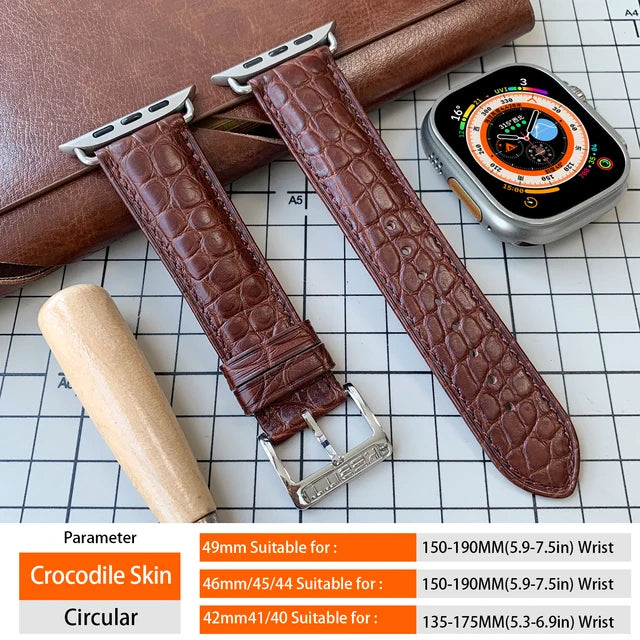 Apple Watch Series 10 9 8 7 6 Butterfly Strap High Quality Genuine Alligator Leather Iwatch Ultra 2 Band 49MM 46mm