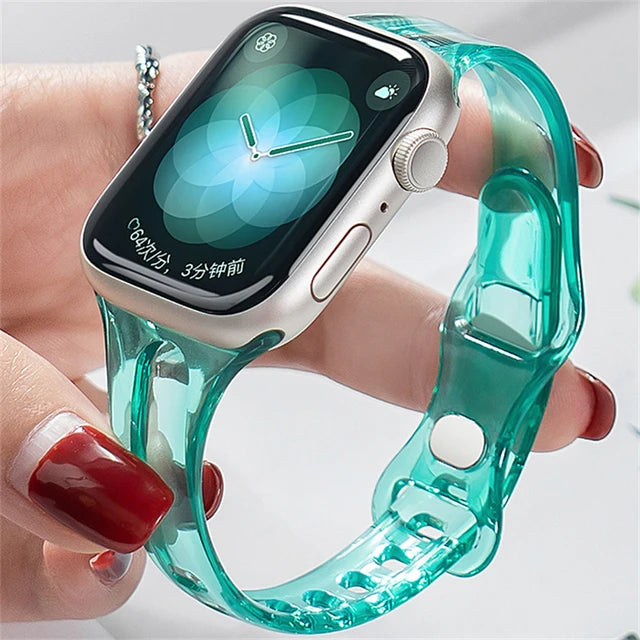 Transparent Resin Strap For Apple Watch Band iWatch 7 6 5 4 3 2 SE 1 41mm 45mm 38mm 42mm 40mm 44mm For Men Women Clear Bracelet