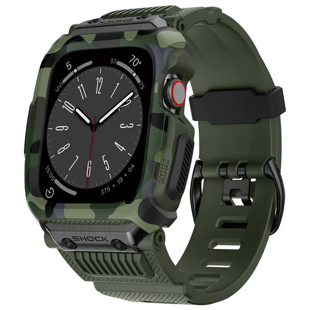 Camouflage Sport Case+Strap For Apple Watch 9 8 7 SE 6 Band Waterproof Drop-Resistant iwatch series 45mm 44mm 42mm Mod Kit
