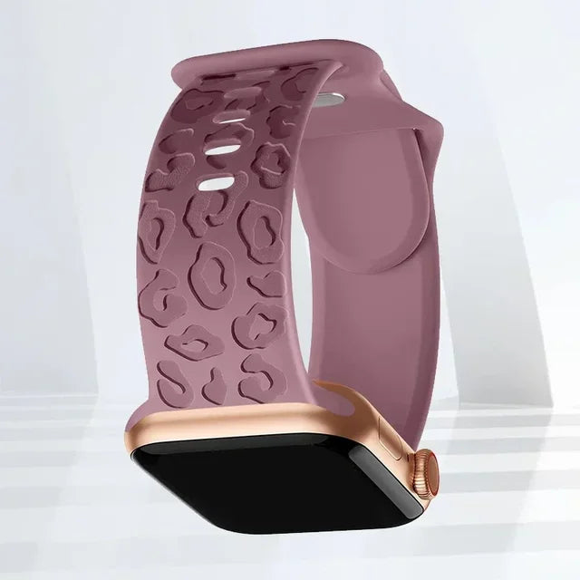 Engraved Strap For Apple Watch Ultra Band ultra 49mm 8 7 44mm 45mm 41mm 40mm 42mm Leopard silicone bracelet iwatch se 3 6 5 38mm