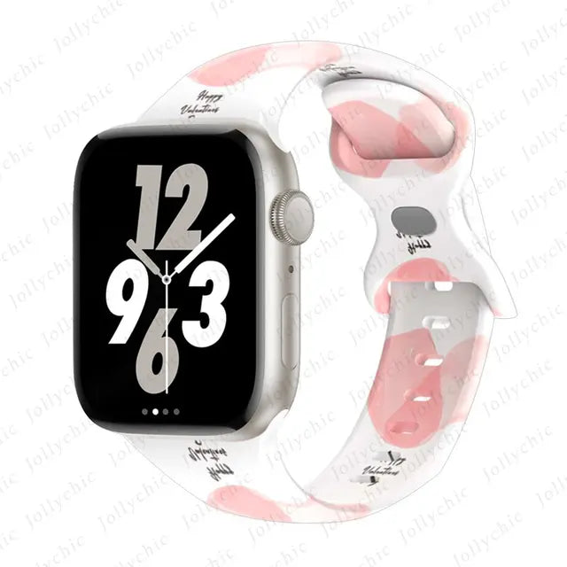 Printed Floral Strap For Apple Watch Ultra Band 49mm 41mm 40mm 38 45mm 44mm 42mm Silicone Bracelet IWatch Series 8 7 SE 6 5 4 3