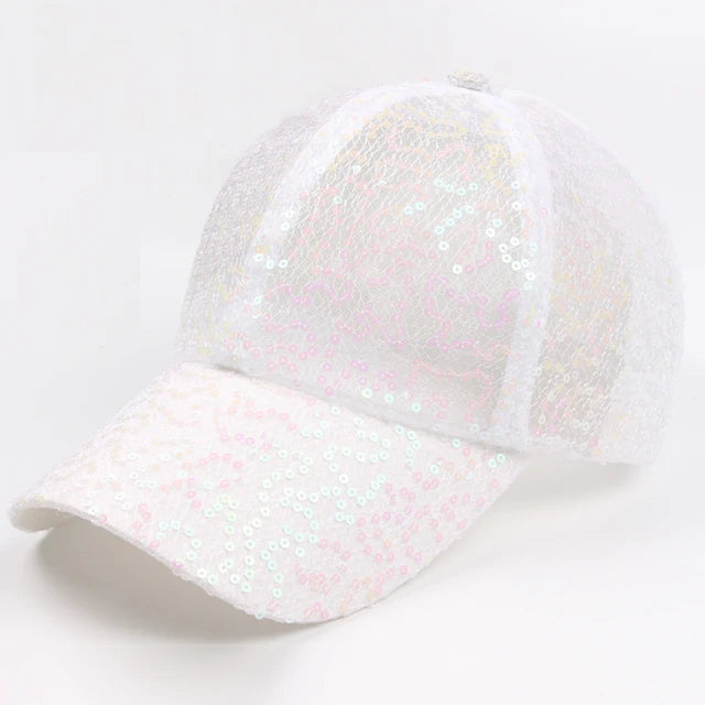 2024 Women's Baseball Cap Glitter Mesh Sequin Hip Hop Caps Girls Summer Female Hats For Women Snapback Trucker Hat Adjustable