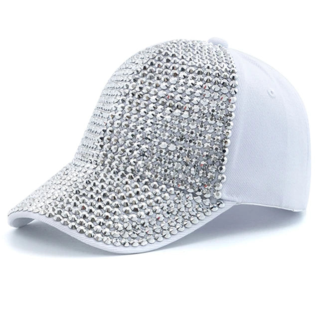 New Women Diamond Inlay Cap Simple Plain Baseball Cap Female Adjustable Casual Outdoor Streetwear Fashion Hat