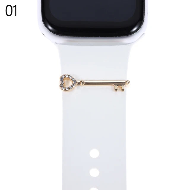 Decoration For Apple Watch Band 26 Letters Metal Charms Diamond Jewelry Charms Smart Watch Silicone Strap Accessories