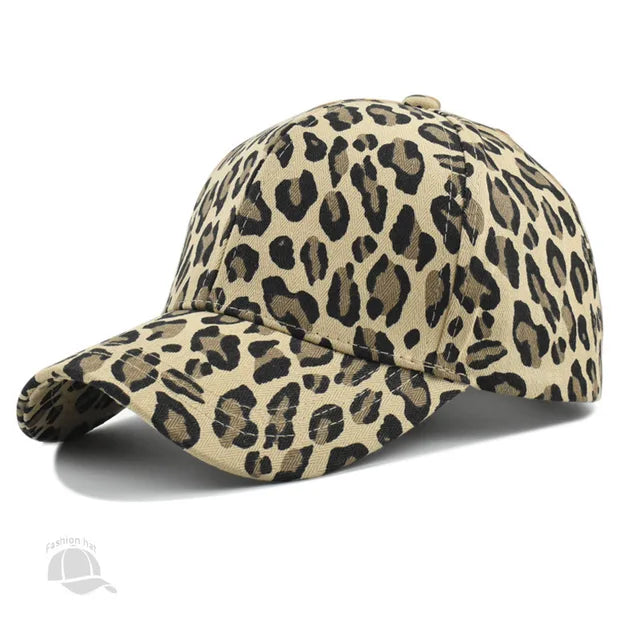 The New Round Top Hat Men Women Leopard Print Baseball Cap Outdoor sun-shading Versatile Duck Tongue Cap Casquette Homme