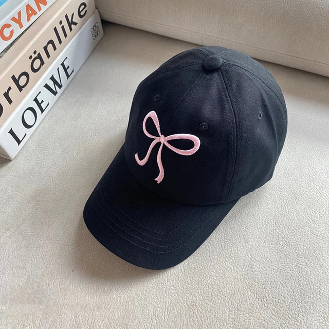 Bow Embroidery Women Baseball Hat Sweet Girl Duckbill Cap Outdoor Sun Protection Duck Tongue Caps Solid Color Visors 모자