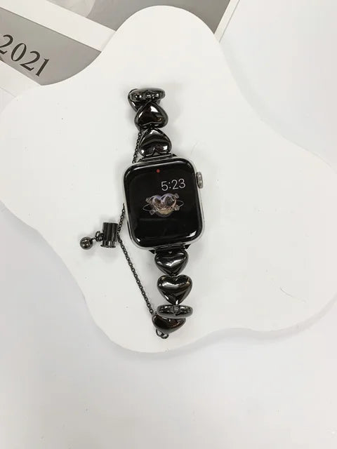 Love Heart Metal Band For Apple Watch 8 7 6 3 4 5 SE Ultra Stainless Steel Strap bracelet For iWatch 41mm 45mm 49mm 40 38 42 44