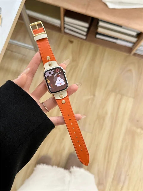 Retro Real Leather Strap For Apple Watch Band 41mm 44mm 40mm 45mm 42 38 49mm Women Wrist Bracelet For iWatch Series 8 se 7 6 5 4