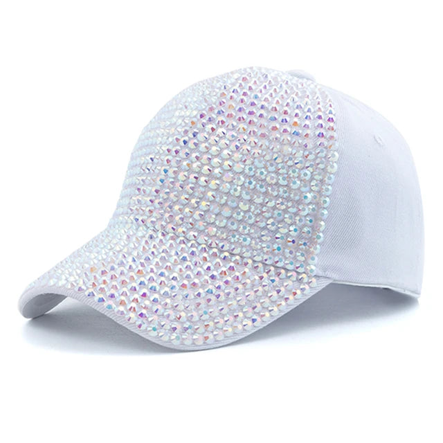 New Women Diamond Inlay Cap Simple Plain Baseball Cap Female Adjustable Casual Outdoor Streetwear Fashion Hat