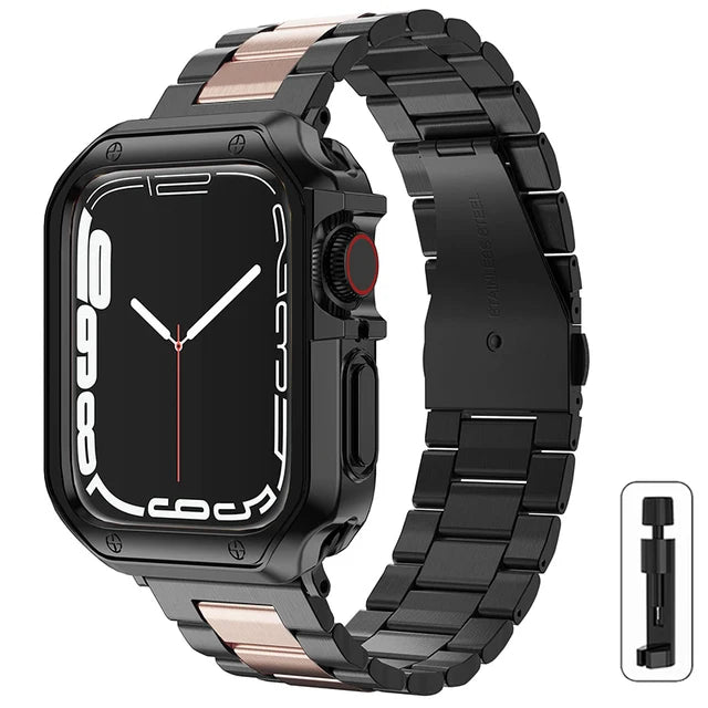 Metal Band+TPU Case for Apple Watch Ultra Strap 49mm 41mm 45mm 40mm 44mm Cover Stainless Steel Bracelet Series 8 7 6 SE 5 4 42mm