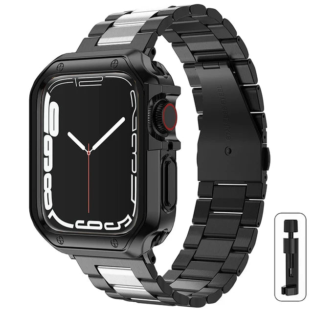 Metal Band+TPU Case for Apple Watch Ultra Strap 49mm 41mm 45mm 40mm 44mm Cover Stainless Steel Bracelet Series 8 7 6 SE 5 4 42mm