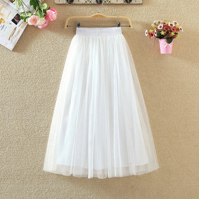 Vintage Tulle Skirt Women Streetwear Elastic High Waist Mesh Vintage Tulle Skirt Women Streetwear Elastic High Waist Mesh