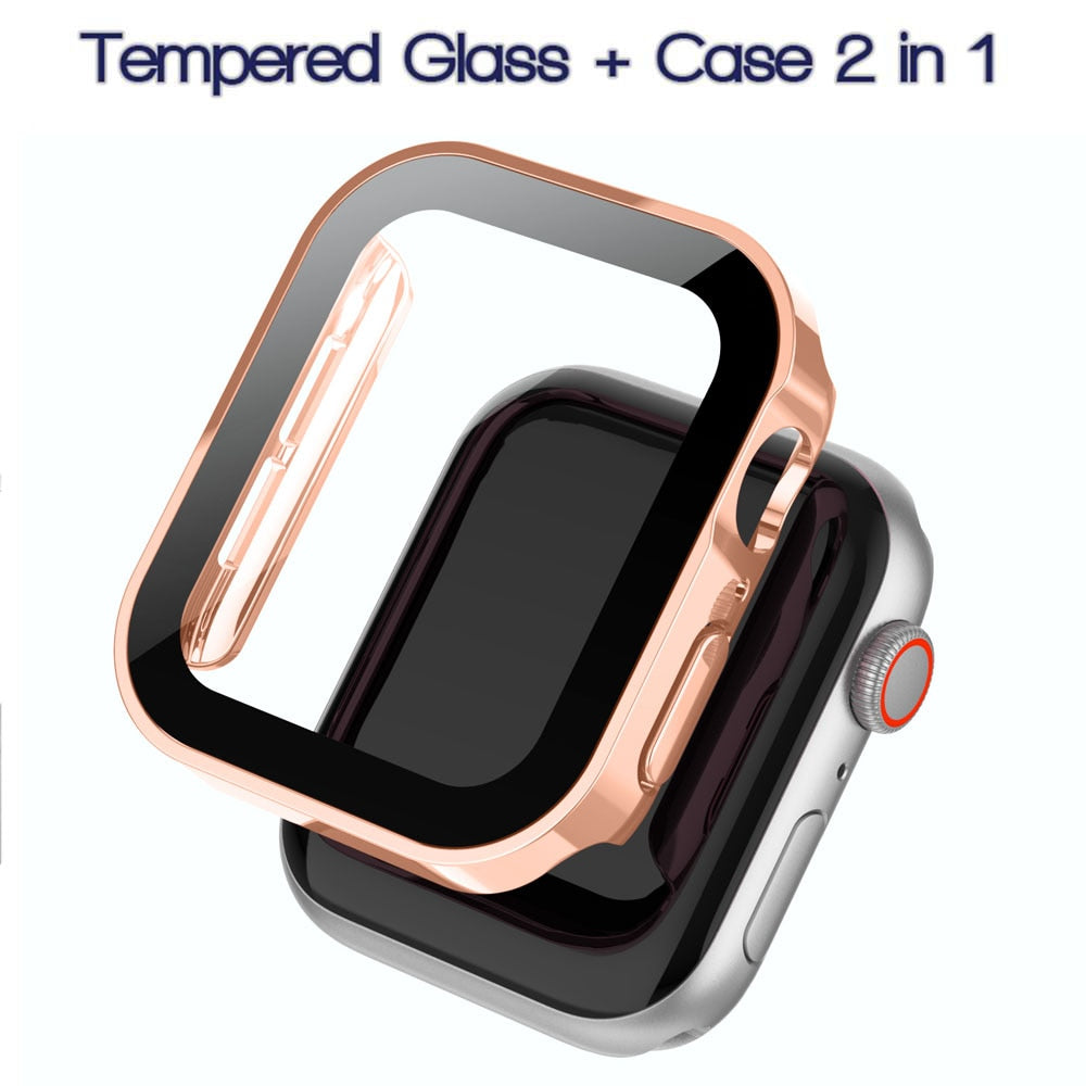 Waterproof Screen protector Bumper Frame matte hard Case for Apple watch 6/SE/5/4 cover Tempered glass film for iwatch 6 5 40 44| |