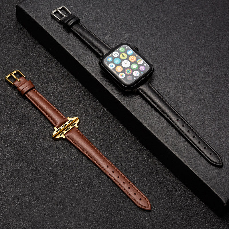 Apple Watch Band Series 7 6 5 4 Slim Leather Strap for iWatch 38mm 40mm 41mm 42mm 44mm 45mm Women Thin Correa Wristband |Watchbands|