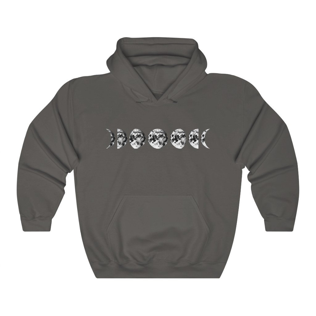 Hoodie Charcoal / S Moon Phases Hooded Sweatshirt - Moon Hooded Sweatshirt - Moon Phases - Unisex