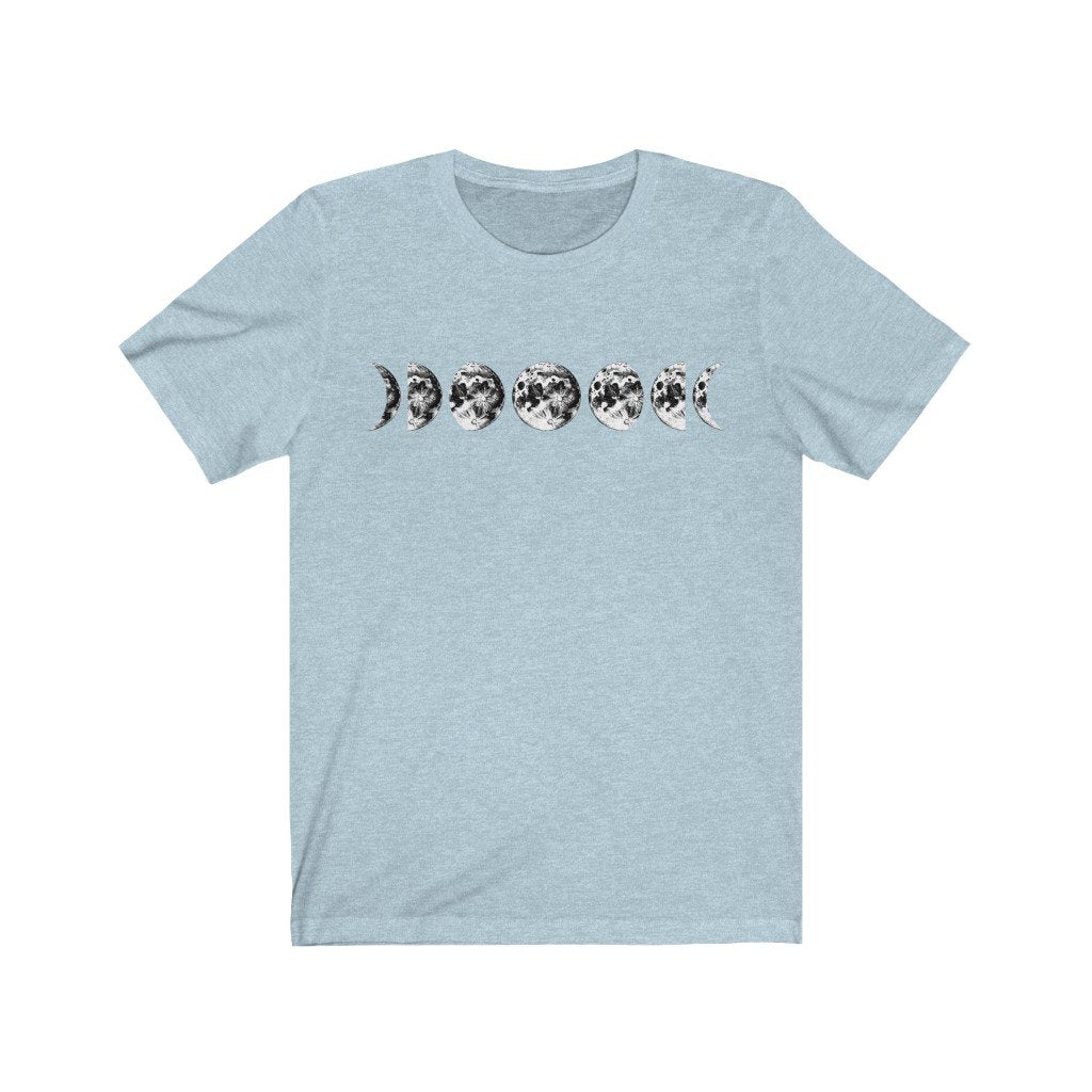 T-Shirt Heather Ice Blue / S Moon Phases Shirt - Moon Shirt - Moon Phases - Unisex