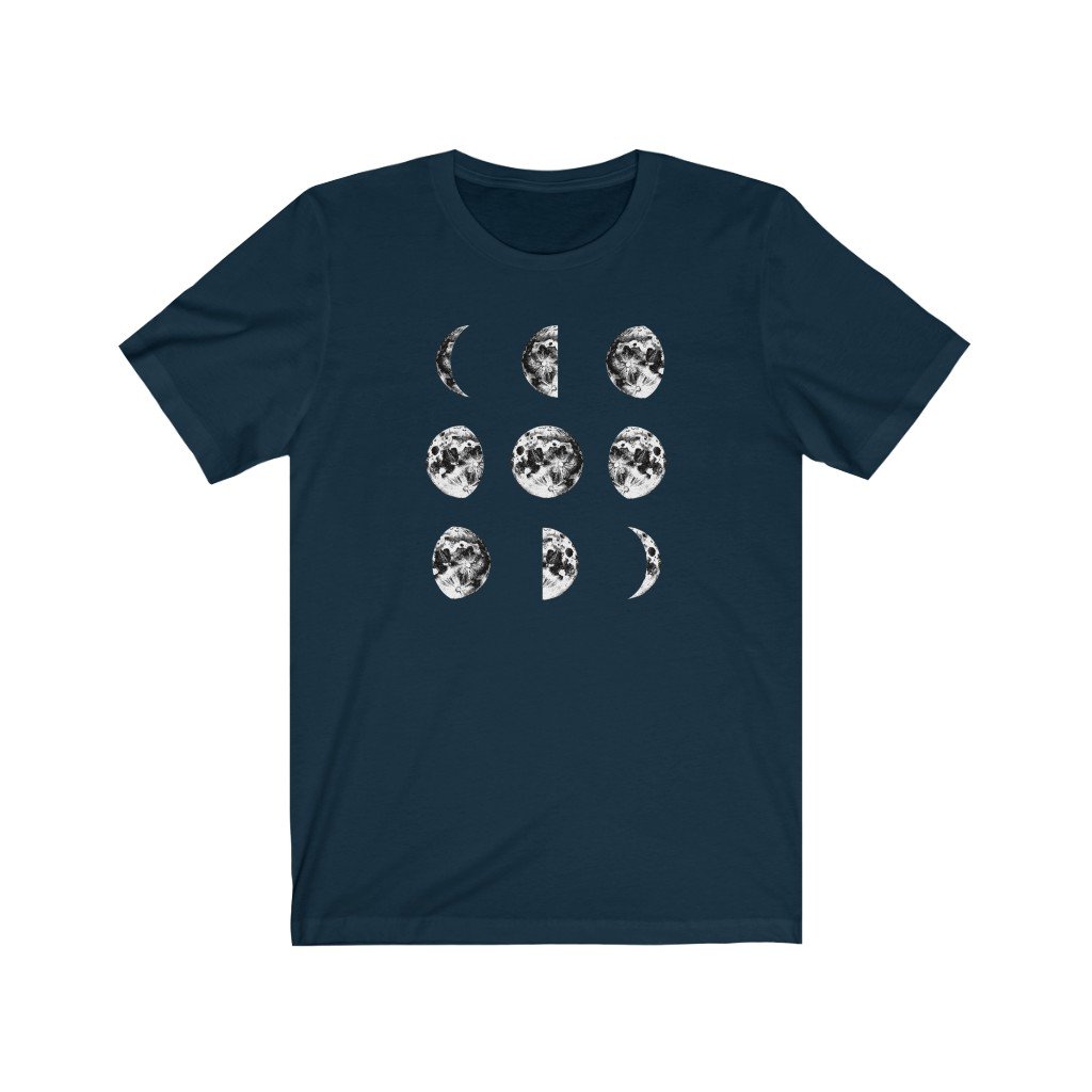 T-Shirt Navy / S Moon Phases Shirt - Moon Shirt - Moon Phases - Unisex