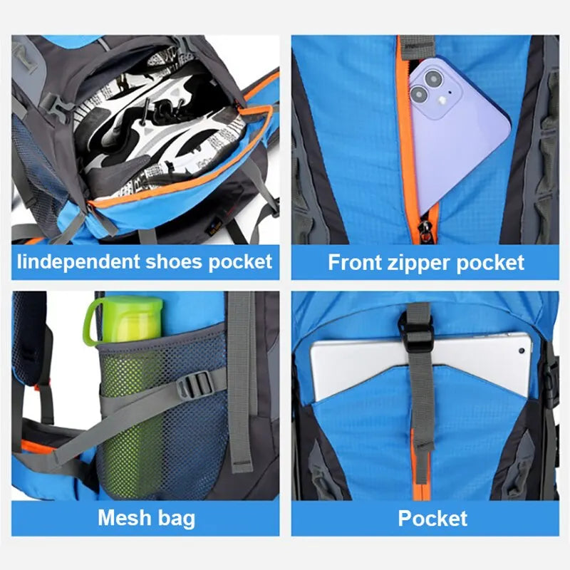 70L Camping Backpack Hiking Waterproof Travel Bags for Men Women Outdoor Trekking Rucksack Climbing Tactical Military Bag