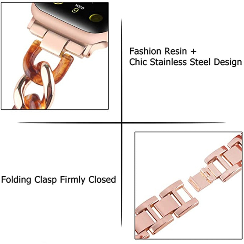Resin Strap for Apple Series 7 6 Chain iWatch Loop Watchband Bracelet