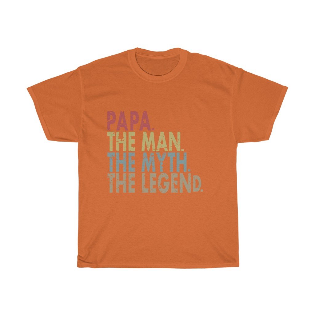 T-Shirt Orange / S Papa The Man The Myth The Legend men tshirt tops, short sleeve cotton man tee shirt t-shirt, small - large plus size